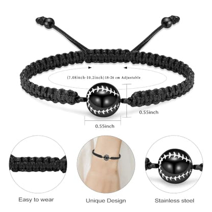 Hearbeingt Baseball Urn Bracelet for Ashes Cremation Jewelry for Women Men - color: Black
