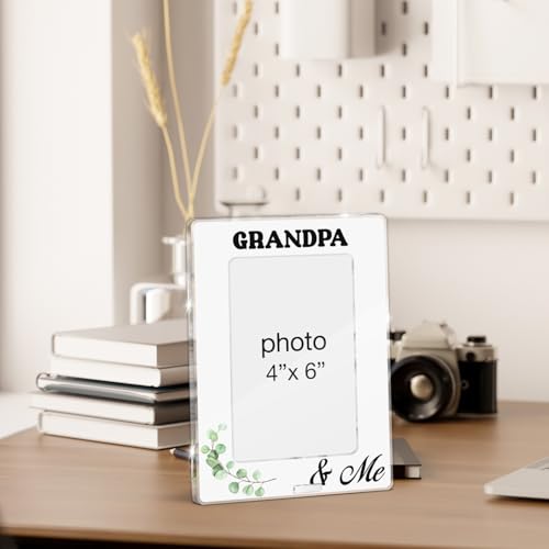 Grandpa Picture Frame Gifts for Grandpapa Pops Birthday Christmas, Grandpa & Me Acrylic Picture Frames 4 x 6 Inch Photo - color: G-Grandpa