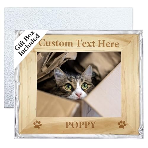 Personalized Dog Picture Frame, 8x10 Wooden Photo Frame with Engraved Name - color: Wood Frame, size: Landscape 8X10
