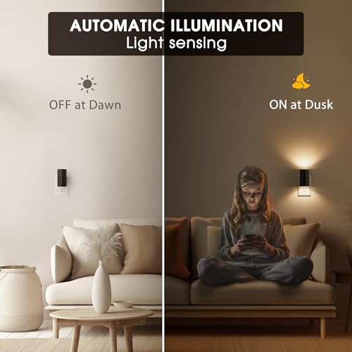 Night Lights Plug into Wall, Modern LED Night Light Plug in, Dusk to Dawn Sensor, Soft White 3000K, 0-100LM Adjustable Brightness, Dimmable NightLight for Hallway, Bedroom, Stairway, 2 Pack | Dusk to Dawn Sensor, Soft White 3000K, 0-100LM Adjustable Brigh