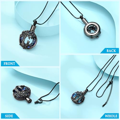 Hearbeingt Tree of Life Cremation Jewelry Paw Print Urn Necklace for Ashes - color: A-Customize