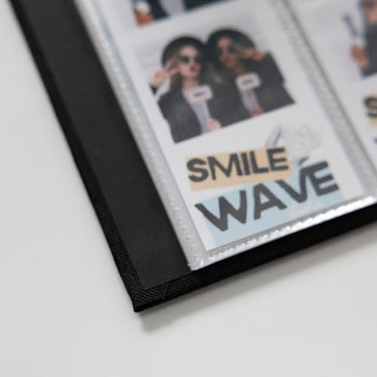 Hardcover Linen Photo Booth Photo Album - For Wedding or Party - Holds 80 Photobooth 2x6 Photo Strips - Slide In (JET BLACK, 2X6) - color: JET BLACK