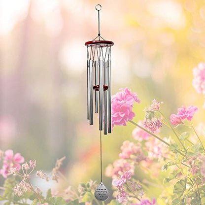 Memorial Wind Chimes Sympathy Gift – “God Has You in His Keeping I Have You in My Heart” – Engraved Teardrop Charm – Wooden Top Chime – Bereavement Gift for Loss – 37" Outdoor-Indoor