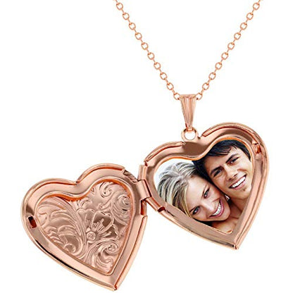 YOUFENG Locket Necklace that Holds Pictures Flower Lockets Pendant Necklaces Birthday Gifts Jewelry - color: RoseGoldHeart