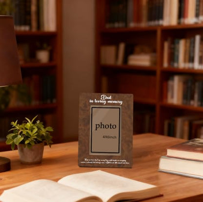 Wooden Gifts Loss of Dad, Sympathy Picture Frame, Dad In Loving Memory Remembrance Wood Picture Frames Gift, Wooden Photo Frame Fitting a 4x6 Inch Photo, Display on Table Top