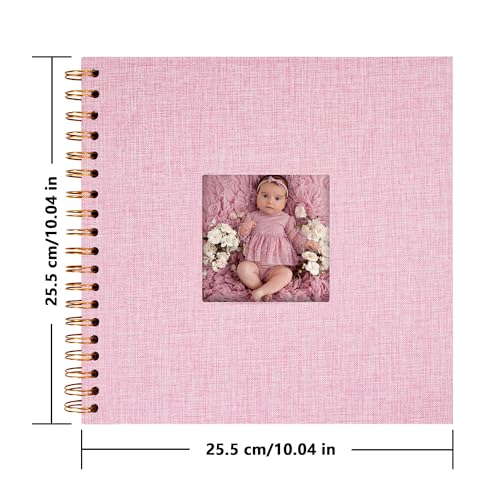 Scrapbook Photo Album, Linen Covered, 10x10 Inches, 20 Sheets/40 Pages | Hardcover Kraft White Pages, Wedding Guest Book, Travel Memory Book, Christmas, Baby Shower Keepsake, Family Album - color: Pink, size: 10x10 Inch 40 Pages