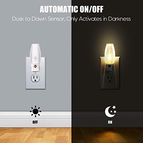 Emotionlite Plug-in LED Night Light, Dusk to Dawn Sensor, Warm White 6 Pack | Warm white sensor night light, ideal for nursery, bedroom, bathroom, hallway, stairs & kitchen - size: 6 Pack Warm White
