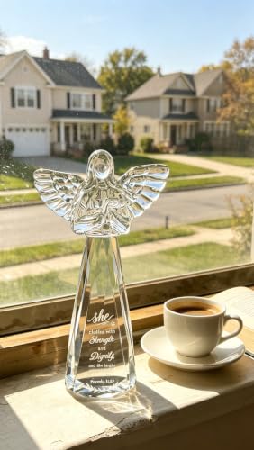 Christian Gifts for Women - Engraved Crystal Angel 6" | Inspirational Figurine with Strength & Dignity, Christian Woman Gift for Christmas Mother's Day Birthday, Proverbs 31:25 - color: Woman of Strength & Dignity