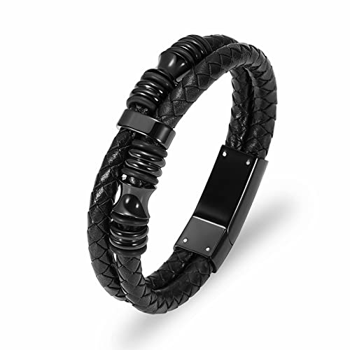 Minicremation Cremation Jewelry Urn Bracelet for Ashes Braided Leather Memorial Urn Bangle Ashes Holder for Men Women Keepsake Jewelry - color: Black 20cm