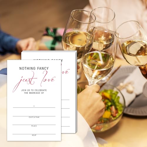Nothing Fancy Just Love Wedding Invitations Cards, Set of 25 Minimalism Fill in Style Invites Cards with Envelopes, Bridal Shower New Couples Engagement Bachelorette Party Supplies-T11 - color: Just Love