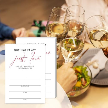 Nothing Fancy Just Love Wedding Invitations Cards, Set of 25 Minimalism Fill in Style Invites Cards with Envelopes, Bridal Shower New Couples Engagement Bachelorette Party Supplies-T11 - color: Just Love