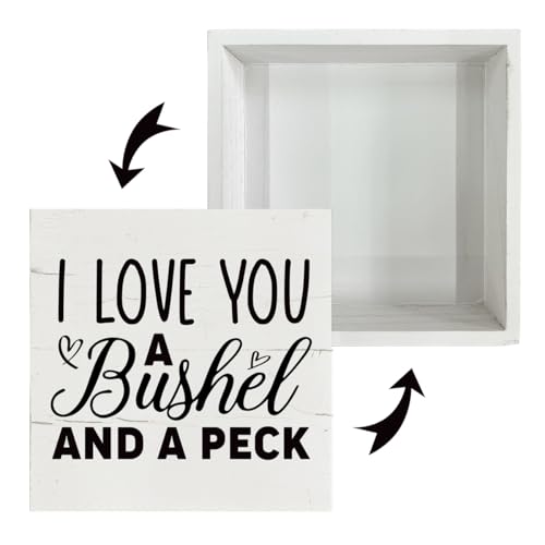 Rustic Wood Sign, I Love You A Bushel and A Peck, 5.7*5.7IN Wooden Box Sign, Tabletop Decor, Family/Loved Ones Gift - color: Funny Sign Style 27