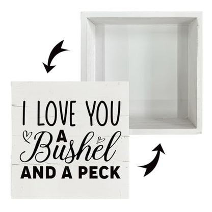 Rustic Wood Sign, I Love You A Bushel and A Peck, 5.7*5.7IN Wooden Box Sign, Tabletop Decor, Family/Loved Ones Gift - color: Funny Sign Style 27