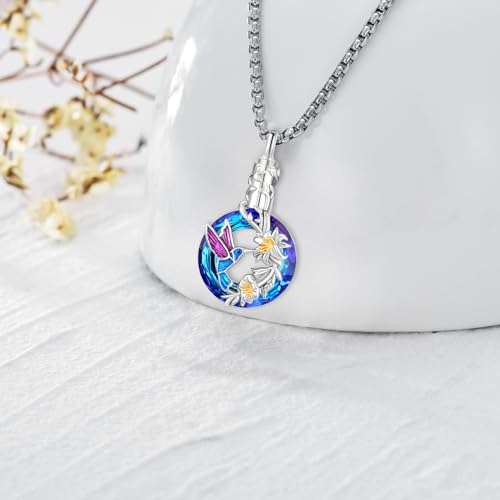 Urn Necklace for Ashes for Women/Men 925 Sterling Silver Cremation Jewelry w/Funnel Filler Memorial Jewelry Gifts - color: E-Hummingbird 1, style: Non - Customized