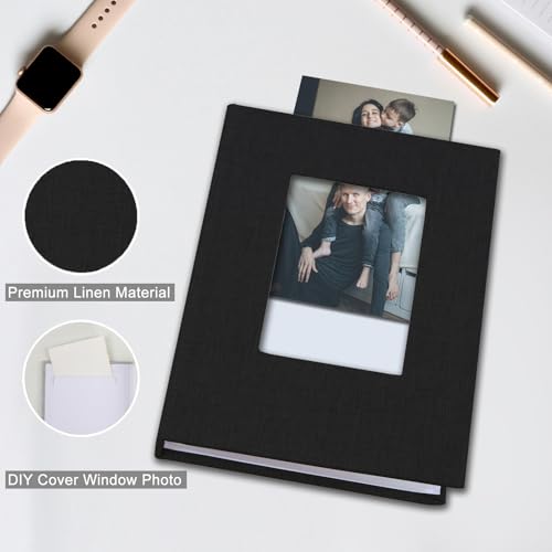 Photo Albums 4x6 Pictures, Polaroid Photos Album Book, Photo Book Small Linen Cover Photo Album, 50 Page Holds 100 Pictures, Photobook for Valentines Day, Anniversary, Vacations, Wedding Baby Black - color: Black