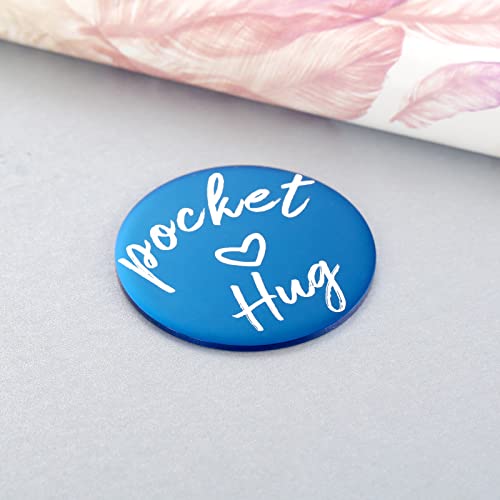 2-Sided Little Pocket Hug Token Thinking of You Miss You Gift - You are Braver Than You Believe Cheer Up Gifts Good Luck Cancer Get Well Soon Coin, 1.5", Blue - style: blue