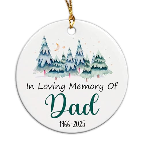 Custom Christmas in Loving Memory of Dad Ceramic Ornament, Personalized Daddy Memorial Christmas Ornament, Remembrance Ornament 2026, Gift for Sympathy Loss of Father, Motivational Decor Present - color: Christmas in Loving Memory of Dad Ceramic Ornament