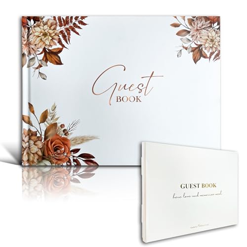 Mr&MrsGifts Elegant Wedding Guest Book Hard Cover Guest Sign in Book,Flower | Guest Book Wedding Reception,Bridal Shower Gifts,Wedding Gifts - color: Flower