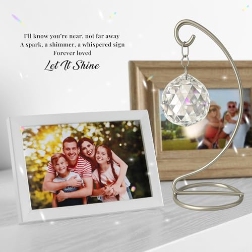 Sympathy Gift for Loss of Loved One, Memorial Crystal Suncatcher with Stand | Tabletop Rainbow Maker Bereavement Keepsake, Grief Condolence Remembrance Present for Mom Dad Husband Son Daughter, Boxed