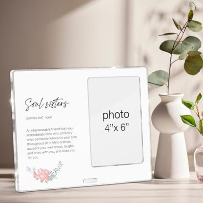 Soul Sisters Picture Frame Gifts for Sister Besties Best Friend Birthday Christmas, Soul Sisters Definition Acrylic Photo Frames, Photo 4 x 6 Inches - color: D-Soul Sisters