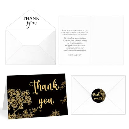 Fumete 50 Set Funeral Thank You Cards, Cherry Blossom - style: Cherry Blossom