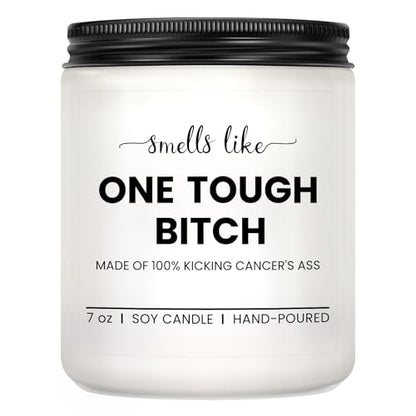 Funny Get Well Soon Gifts, After Surgery Recovery Encouragement Gifts | Feel Better Gifts for Family Friend, Sympathy Candle Gifts for Men Feel Better for Sick Women, 7oz Lavender Soy WaxCandle - color: White-Smells like one tough
