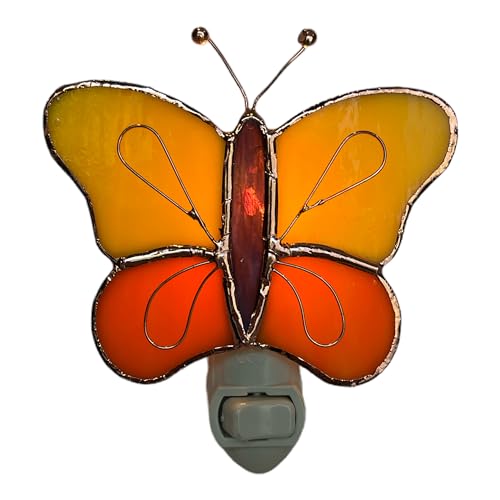 Gift Essentials Yellow Butterfly Plug-in Night Light - Stained Glass | Yellow Butterfly Stained Glass Plug-in Nightlight with On/Off Rocker Switch. Includes One 4-Watt Replaceable Warm-Glow Bulb. - color: Yellow Butterfly
