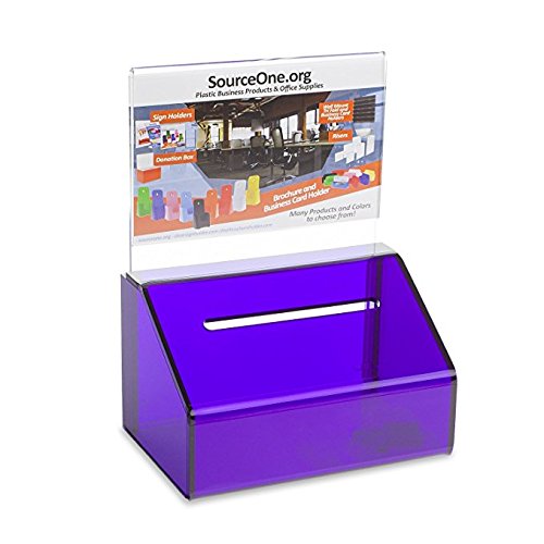 SOURCE ONE Acrylic Heavy Duty Donation/Ballot Box with Lock and Sign Holder - color: Purple, size: 1 Pack