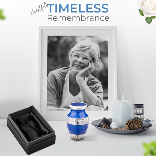 Marbled Metal Keepsake Urn for Human Ashes, Mini 6 Cu in, Blue - color: Blue, size: Small (Set of 1)