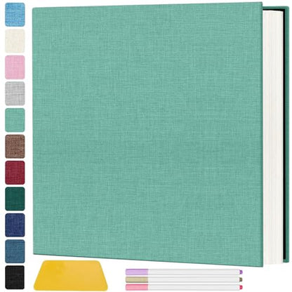 Zesthouse Photo Album Self Adhesive Pages, 60 Pages Magnetic Scrapbook Albums with Sticky Page, Photos Album Holds 8x10 & 5X7 & 4x6 & 6x8 & 3x5, Large Picture Book Ideal Gift for Family Wedding Baby - color: Green, size: 11"x10.6"/White 60 Pages