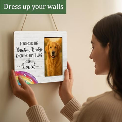 Rainbow Bridge Dog Memorial Gifts Picture Frame Loss of Dog, Pet Memorial Gifts Wooden Picture Frames for Dogs - color: Rainbow