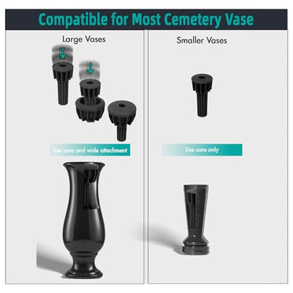 Cemetery Vase Rubber Inserts, Silicone Secure Flowers Holder for Headstone 2 Packs, Black - color: Black
