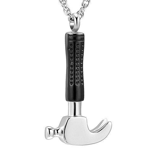 shajwo Wrench Urn Necklace for Ashes for Women Men Human Ashes Stainless Steel Hammer Cremation Jewelry for Ashes Pendant - color: Hammer