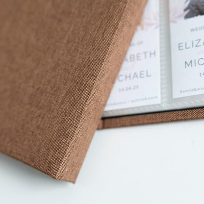 Hardcover Linen Photo Booth Photo Album - For Wedding or Party - Holds 80 Photobooth 2x6 Photo Strips - Slide In (UMBER BROWN, 2X6) - color: UMBER BROWN