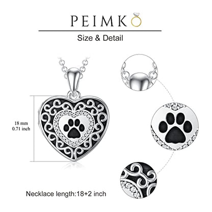 Filigree Dog Paw Urn Locket Necklace 925 Sterling Silver Print Pet Urn Necklace for Ashes Engraved Personalized Cremation Jewelry Pictures Keepsake Memorial Gifts for Women Men - style: C Paw Print Locket