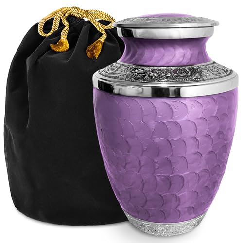 Large Adult Cremation Urn for Human Ashes – Elegant Purple Reflections, Decorative Funeral & Burial Memorial for Men & Women (Purple Enamel, Adult Large) - color: Purple Enamel, size: Large