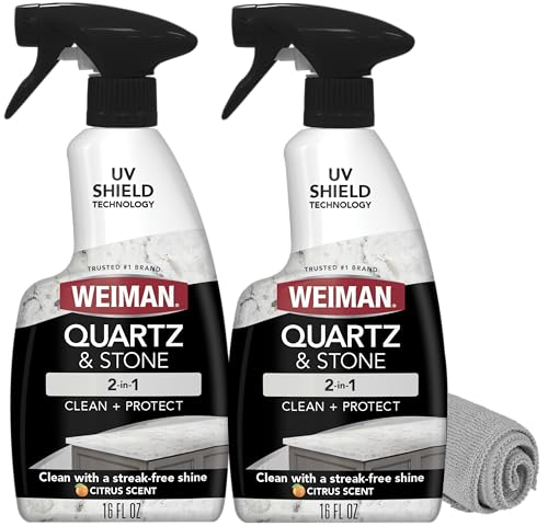 Weiman Quartz Countertop Cleaner and Polish (2 Pack w/Micro Towel) Clean and Shine Your Quartz Countertops Islands and Stone Surfaces with Ultra Violet Protection - size: 16 Fl Oz (Pack of 2)