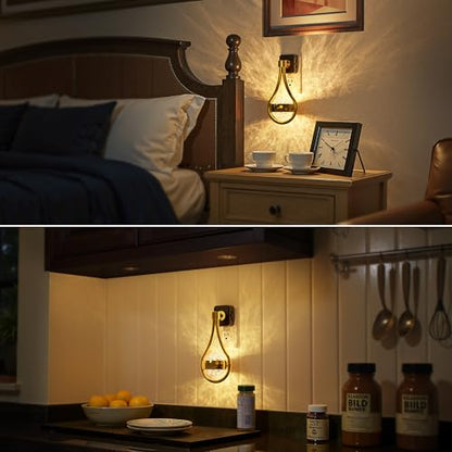 Briignite LED Night Lights Plug into Wall, 330° Rotating Night Light - color: Gold Drop