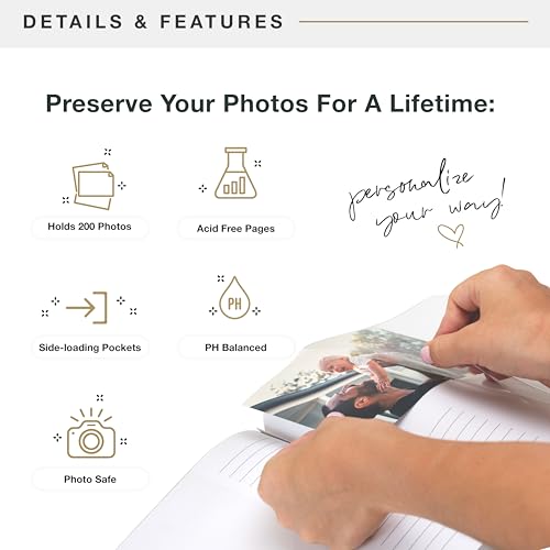 MCS The Story Of You Sage Linen Photo Album, 200-Pocket, 4x6, 12x12 Pages | Scrapbook-Style Keepsake Photo Album With Memo Space, Clear Side-Loading Pockets, Thoughtful Gift - style: Story of You