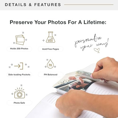 MCS The Story Of You Sage Linen Photo Album, 200-Pocket, 4x6, 12x12 Pages | Scrapbook-Style Keepsake Photo Album With Memo Space, Clear Side-Loading Pockets, Thoughtful Gift - style: Story of You