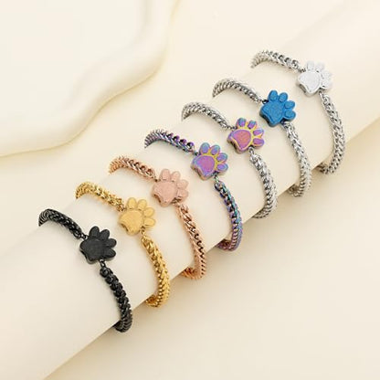 Oinsi Cremation Bracelet for Ashes Pet Paw Print Cremation Jewelry for Dog Cat Stainless Steel Keepsake Memorial Urn Bangle - color: A-Customize