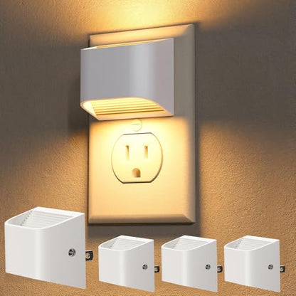 NIORSUN Night Lights Plug Into Wall, 4 Pack, 3000K, Auto On/Off - color: White, size: 4 Pack