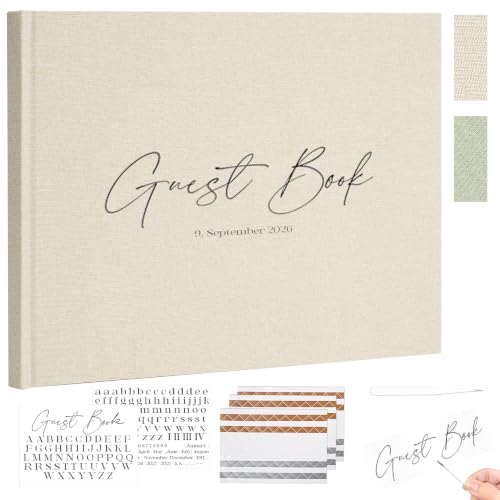 Vienrose Wedding Guest Book Journal, Wedding Registry Must Haves Things with 80 Blank Pages, Linen Photo Guestbook to Sign at Reception Party, Create Your Customizable Memory Album, Beige - color: Beige