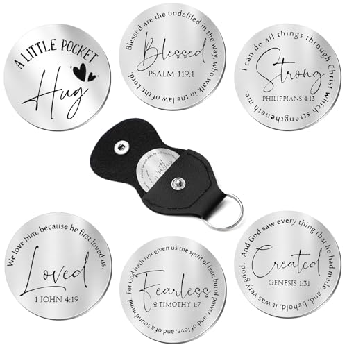 6 Pcs Pocket Hug Token Keychain Christian Gift Long Distance Relationship Keepsake for Women Men Patients(Words Style) - style: Words Style