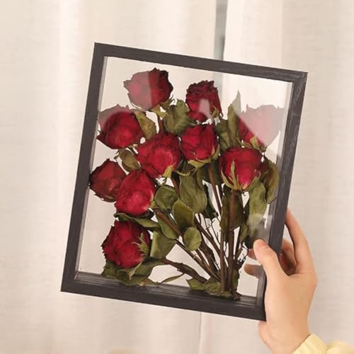 JOSON 2 packsWooden Dried Flower Photo Frame Dried Flower Display Stand Decorative Floating Photo Frame (Black 4x6) - color: Black 4x6"