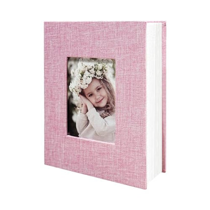 Photo Album 4x6 100 Pockets, Linen Cover Top Loader Vertical, Slip-in Picture Pink Pockets Albums for Wedding, Family, Anniversary, Baby, Vacation - color: Pink, size: 100 Pockets