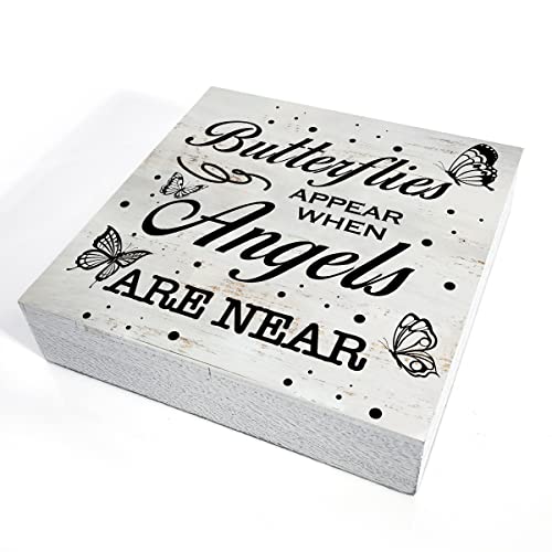 Rustic Religious Sympathy Decor Butterflies Appear When Angels Are Near - color: Angels