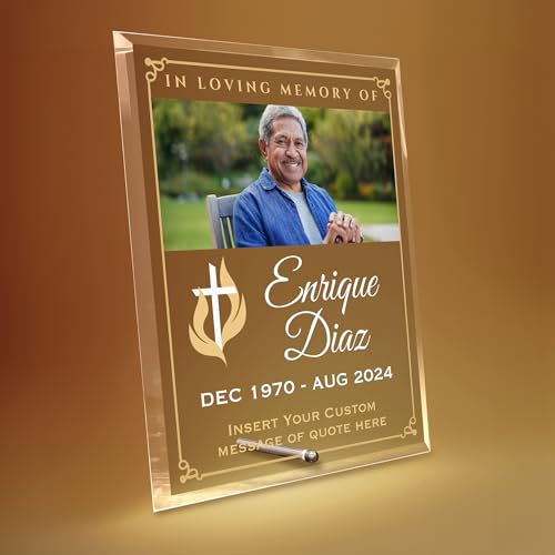 8"x10" Personalized Memorial Glass Plaque, Custom Glass Plaque for Loss of Loved One, Keepsake Sympathy Gift and Celebration of Life Décor (Design 5) - color: Design 5 (8x10), size: 8"x10"