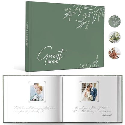 Wedding Guest Book for Wedding Reception- Elegant Polaroid Guestbook for Baby Shower,Birthday and Special Events,Guest Sign-in Book(Sage Green) | 100 Pages, Elegant Guest Sign-in Book for Bridal Party - color: Sage Green