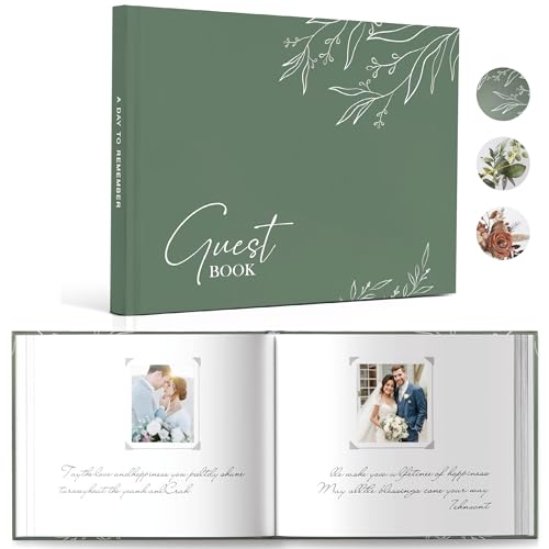 Wedding Guest Book for Wedding Reception- Elegant Polaroid Guestbook for Baby Shower,Birthday and Special Events,Guest Sign-in Book(Sage Green) | 100 Pages, Elegant Guest Sign-in Book for Bridal Party - color: Sage Green